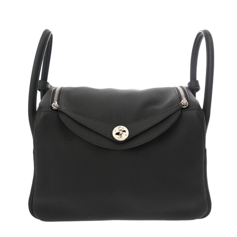 HERMES Lindy 30 Black U Stamp (circa 2022) Women's Taurillon Clemence Leather... - Picture 2 of 11